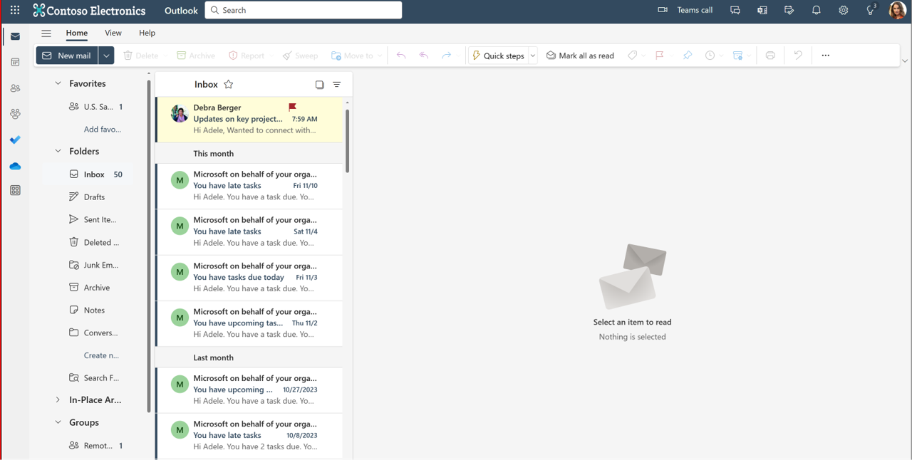 Screenshot of an example of key email being automatically flagged