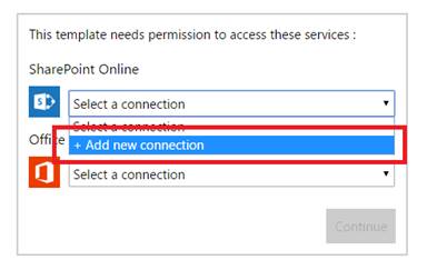 Add new connection under SharePoint Online screenshot.