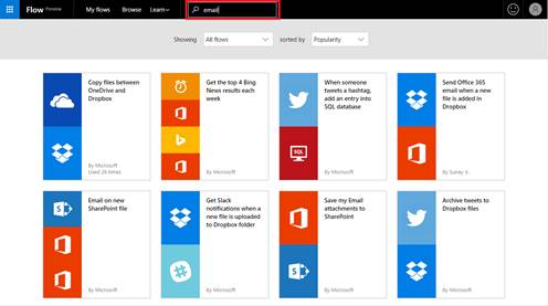 Search bar in a gallery full of templates screenshot.