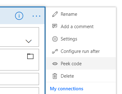 Peek code menu item