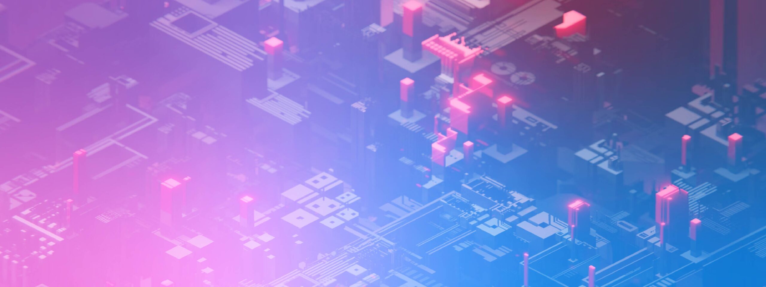 pink and blue gradient overlay on circuit board