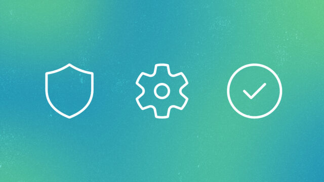 SkillOpt blog | three white line icons on an abstract green background | shield icon, gear icon, circle with checkmark icon