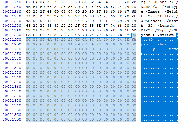 Figure 2. Malicious JPEG 2000 stream