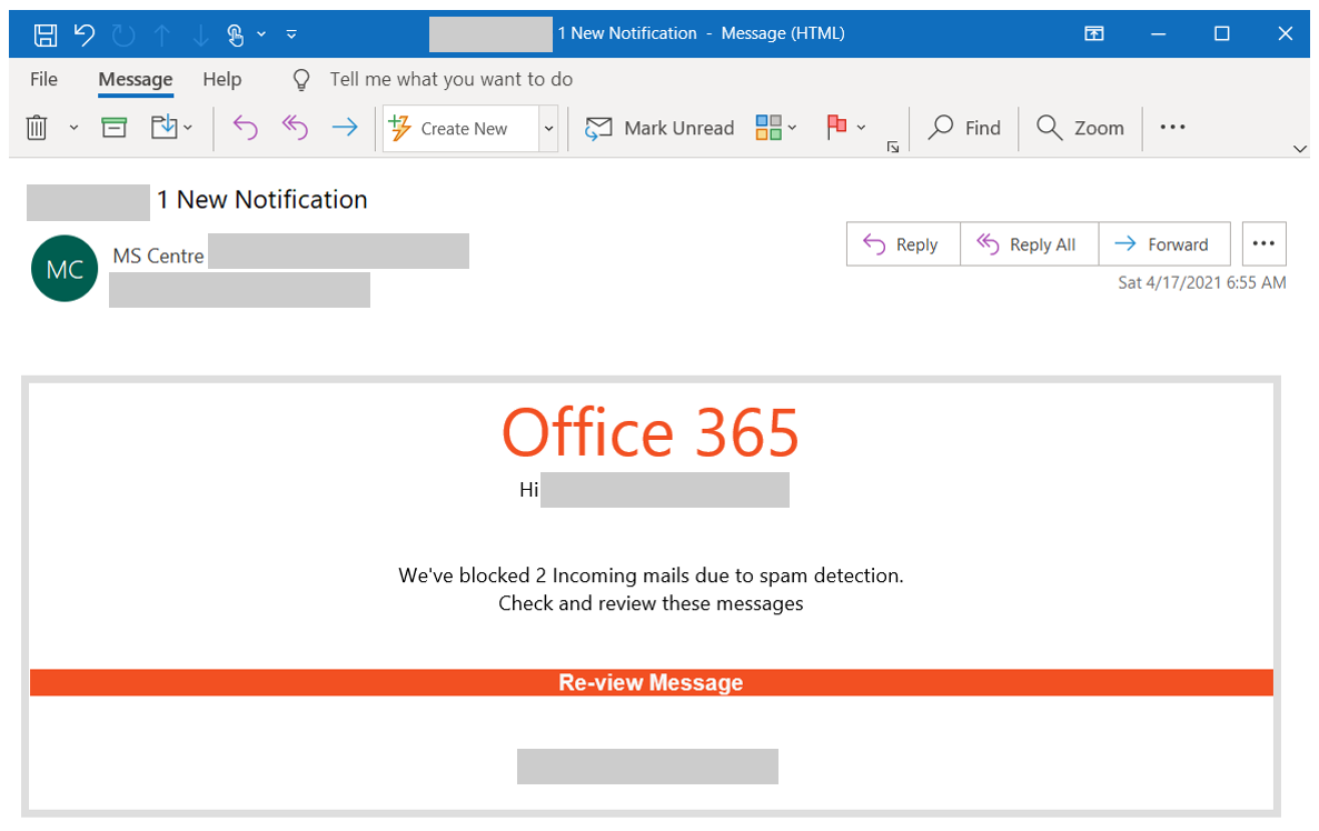 Email that uses open redirect link