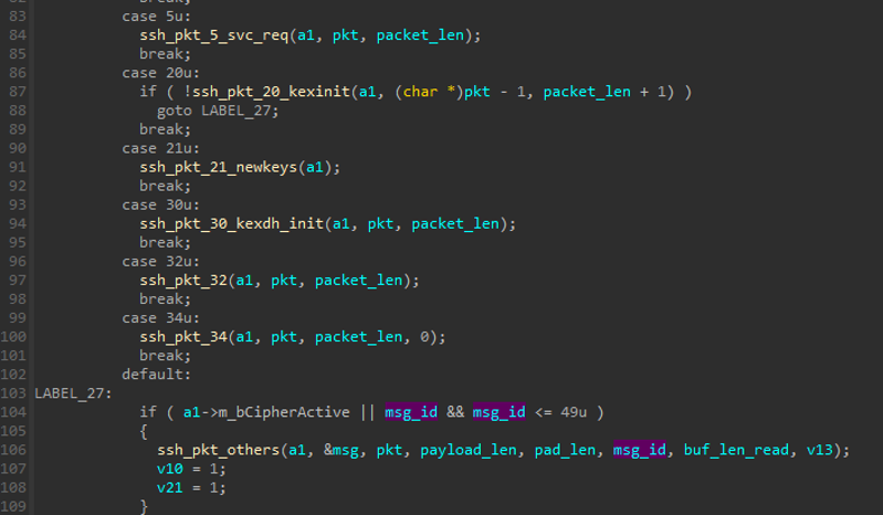 Screenshot of code