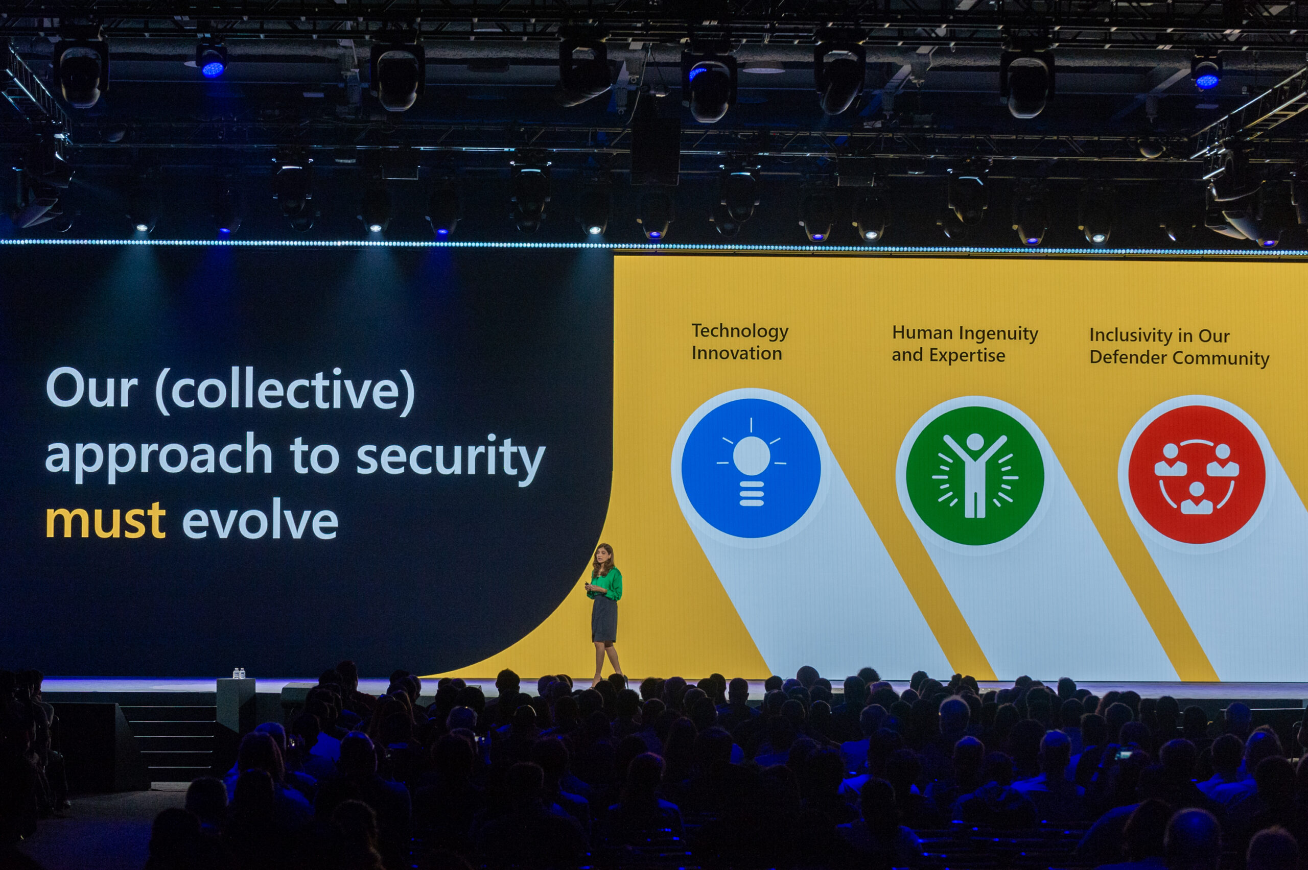 Vasu Jakkal, Corporate Vice President, Microsoft Security, Compliance, Identity and Privacy, speaking at RSA Conference 2022.