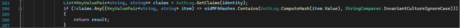 Screenshot of a section of a configuration file.