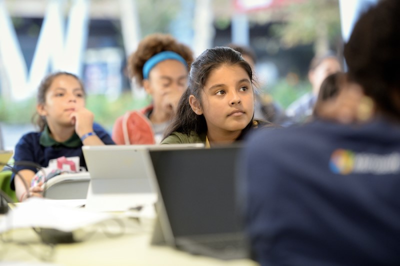 Group of middle school students in classroom setting