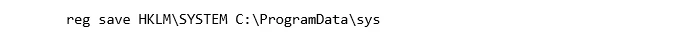 Screenshot of command for registry-based credential access