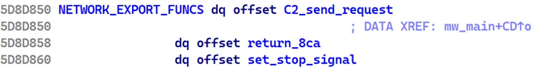 Screenshot of code for network module exported functions