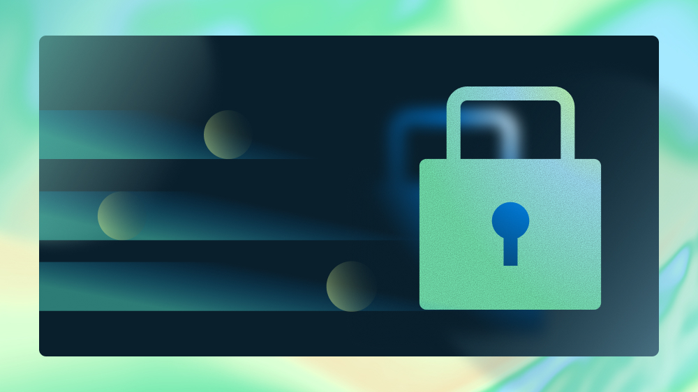 A lock icon on a green and yellow gradient background