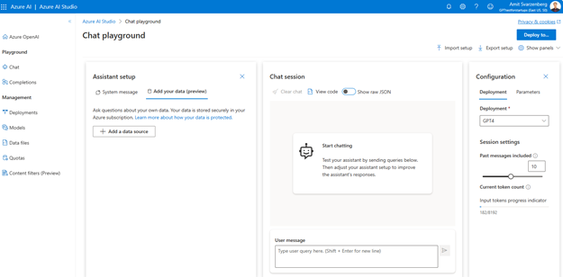 Azure OpenAI playground