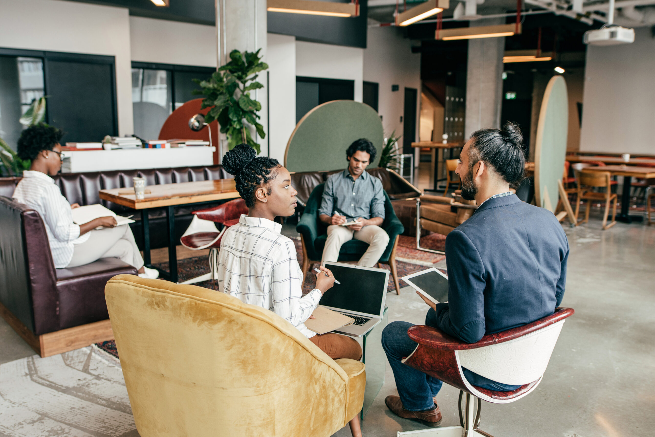 People collaborating in an office space