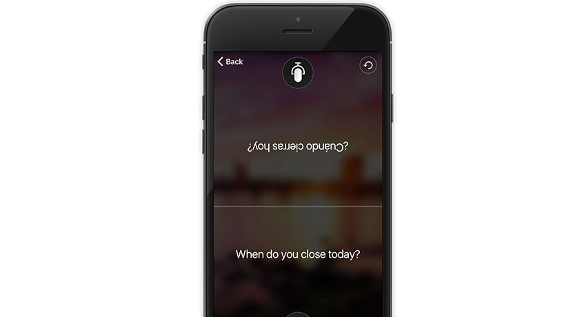 Þýðandi app er í hættu-skjánum lögun sýnt á farsíma