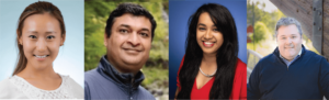 Collage of portrait photos showing Ma, Garg, Gupta, and Pelland.