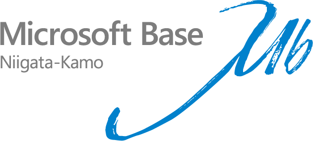 「Microsoft Base Niigata-Kamo」の文字と、青い筆記体の「Mb」。
